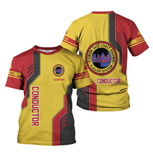 Railspirit Personalized Florida East Coast Railway T-Shirt Unique Railway Style with Custom Job Train Shirt