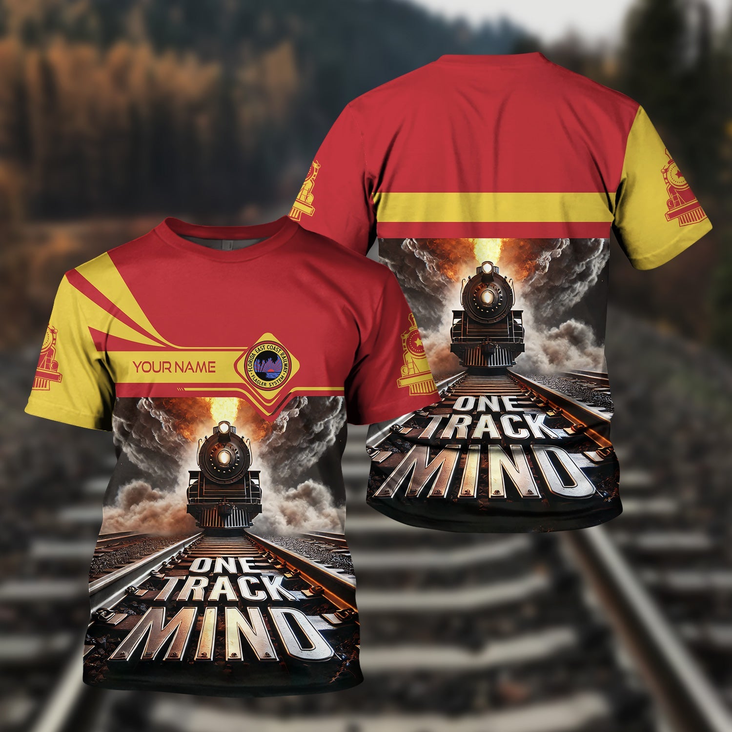Railspirit Personalized Florida East Coast Railway T Shirt One Track Mind Train Printed Shirt