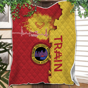 Railspirit Florida East Coast Railway Premium Quilts Engine Heartbeat and Track Love Style Quilts Gift Idea For Train Lovers