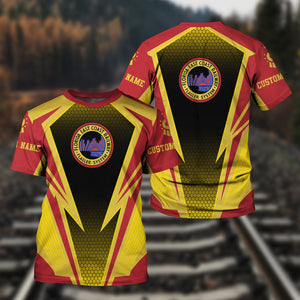 Railspirit Personalized Florida East Coast Railway T-Shirt Lightning Graphic Style Shirt Gift Idea For Train Lover