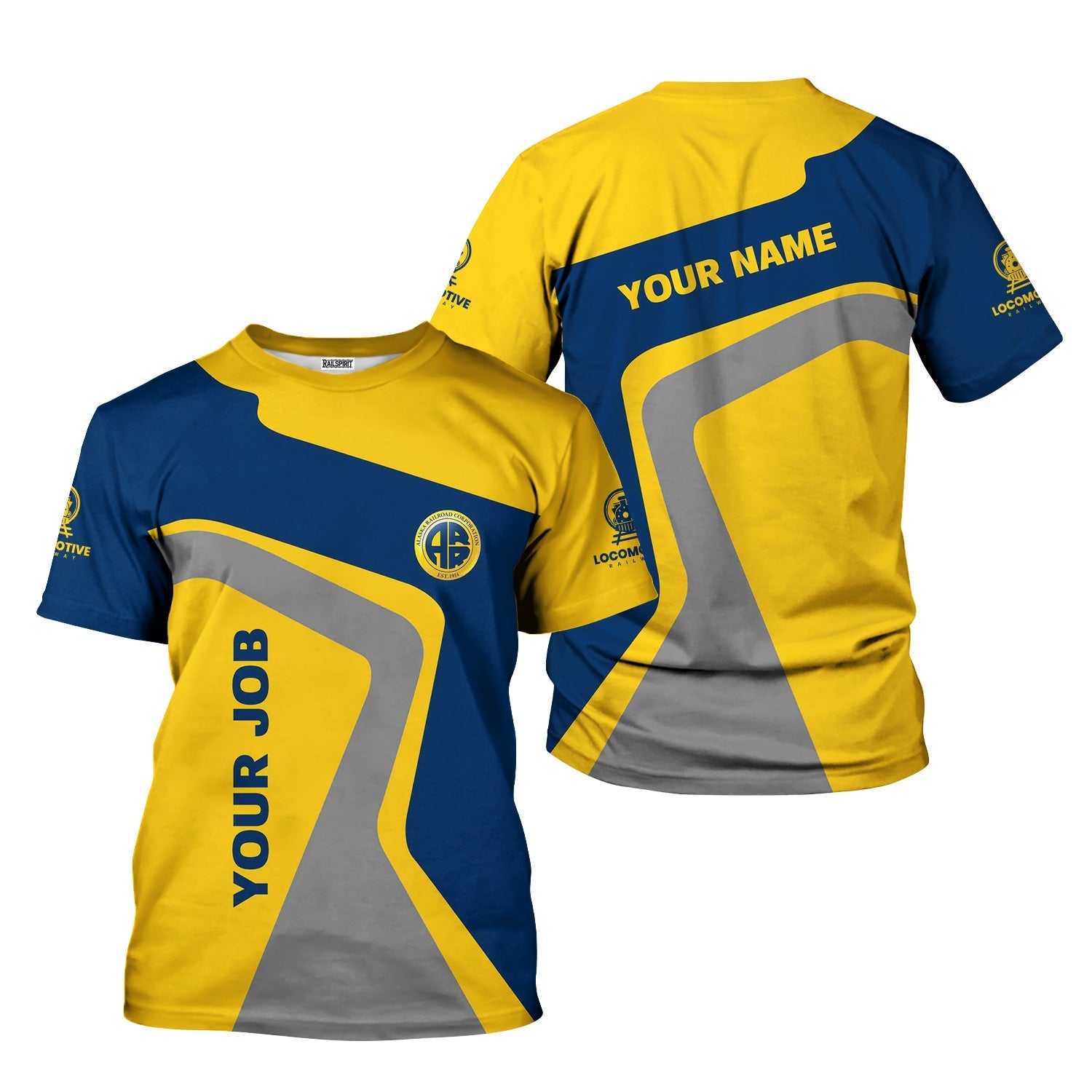 Railspirit Personalized Alaska Railroad T-Shirt Unique Design with Custom Job Position Train Shirt
