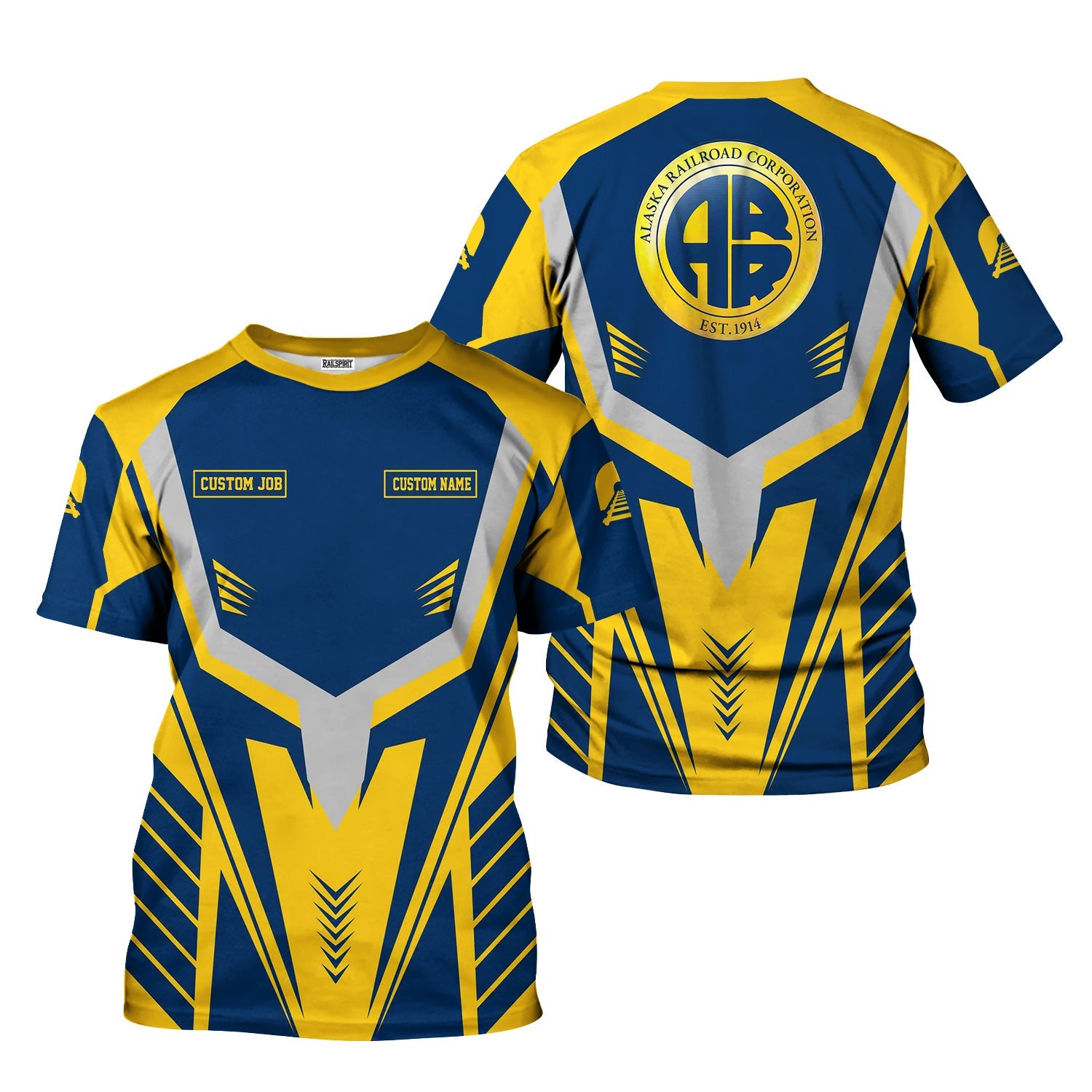 Railspirit Personalized Alaska Railroad T-Shirt Workwear-Inspired with Custom Position Train Shirt