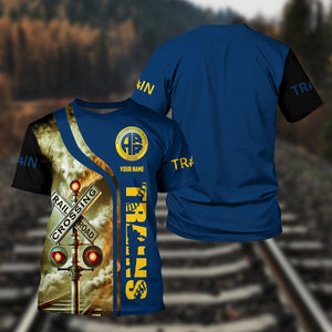 Railspirit Custom Name Alaska Railroad T Shirt Railroad Crossing Sign Train Shirt All Over Print