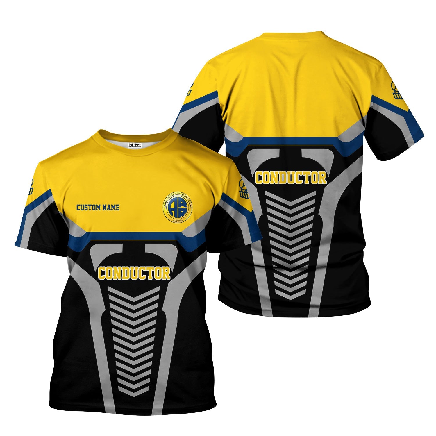 Railspirit Personalized Alaska Railroad T-Shirt Track-Inspired with Custom Job Position Train Shirt