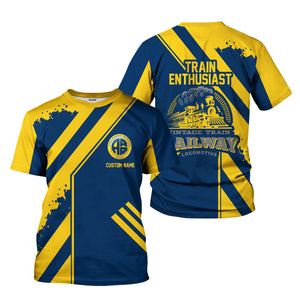 Railspirit Personalized Alaska Railroad T-Shirt Locomotive Design Train Shirt for Train Enthusiast