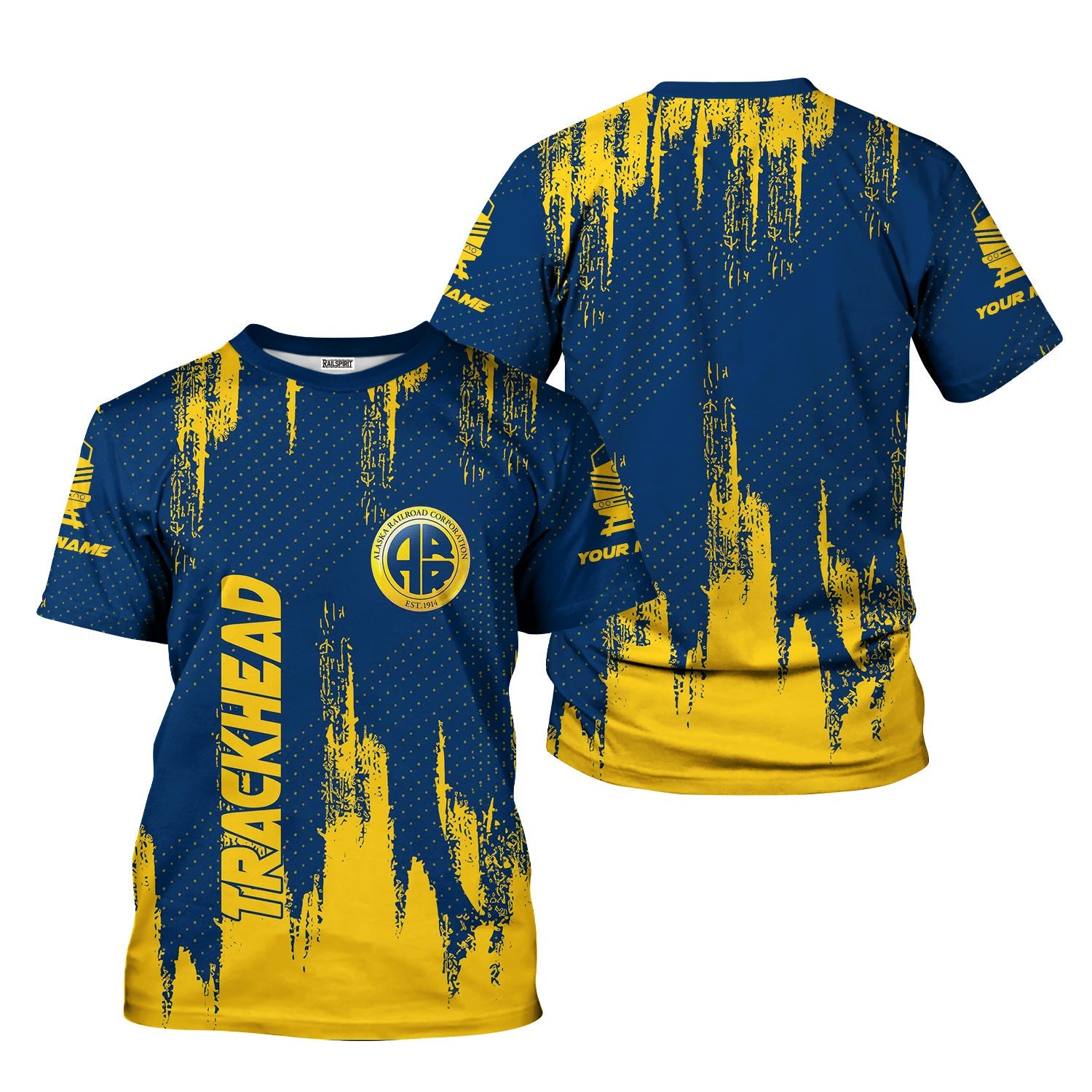 Railspirit Personalized Alaska Railroad T-Shirt Paint Impact Design Train Shirt for Trackhead