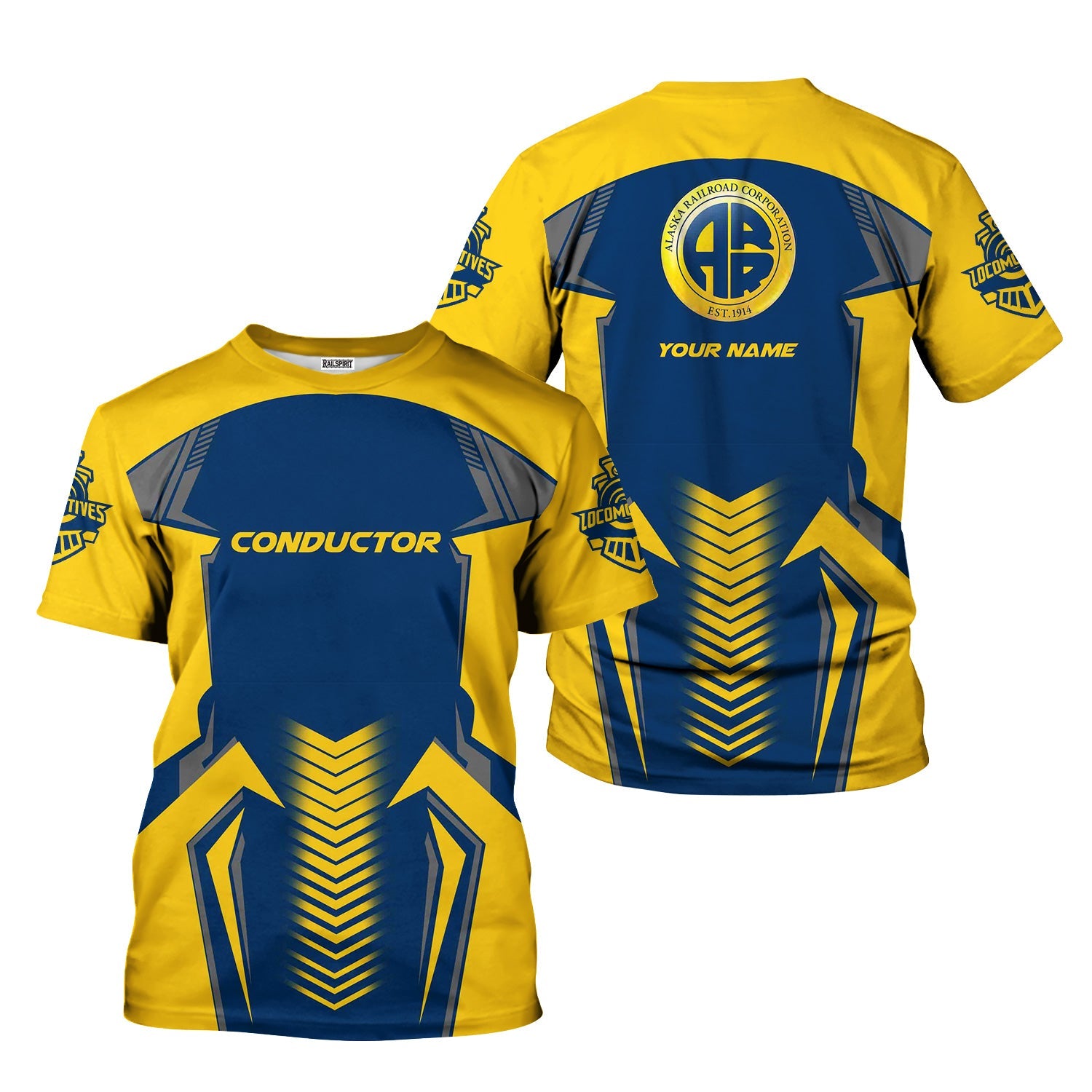 Railspirit Personalized Alaska Railroad T-Shirt Standout Style with Custom Position Train Shirt