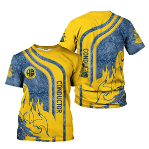 Railspirit Personalized Alaska Railroad T-Shirt Flame Design with Custom Job Position Train Shirt