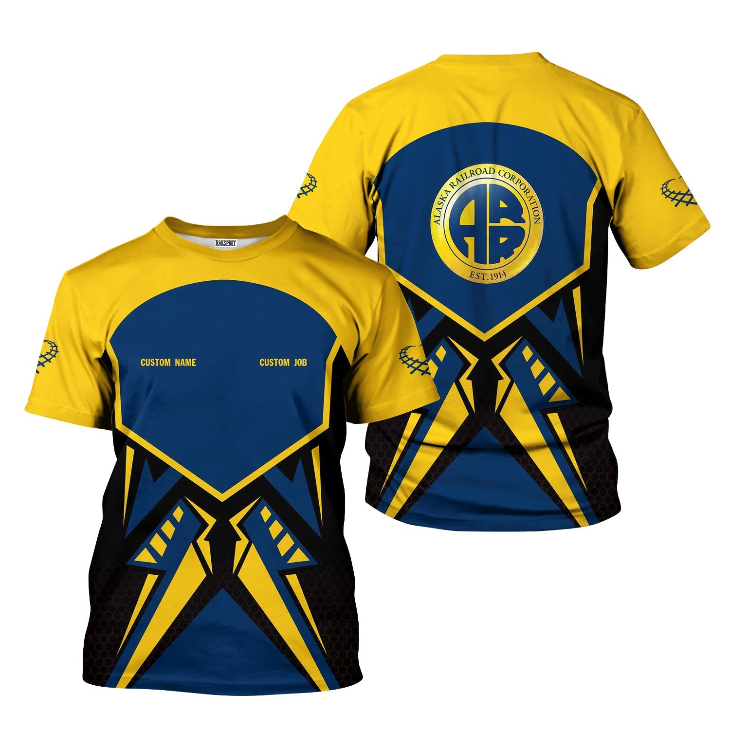 Railspirit Personalized Alaska Railroad T-Shirt Vibriant Style with Custom Position Train Shirt