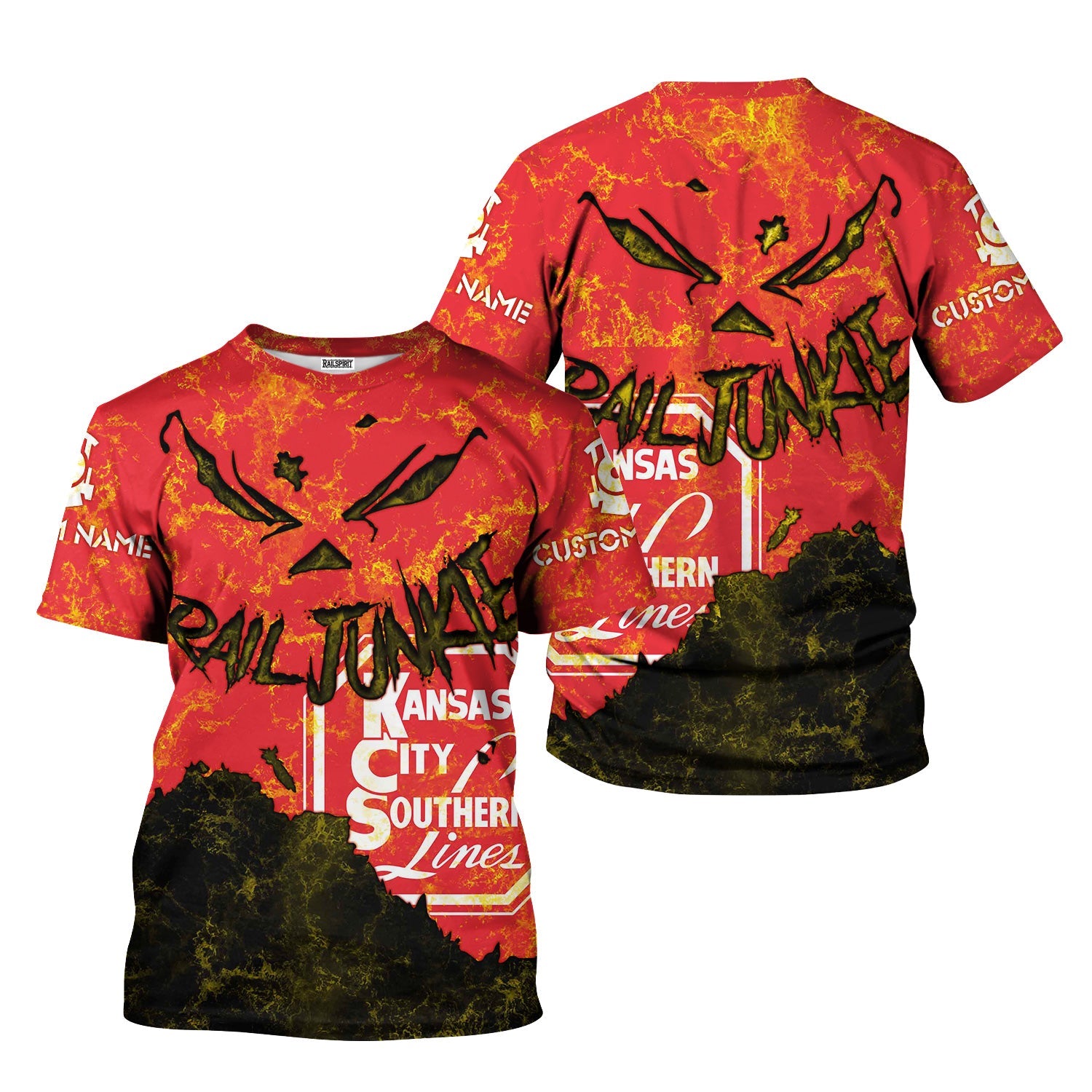 Railspirit Personalized Kansas City Southern T-Shirt Torn Graphic Style Train Shirt For Rail Junkie