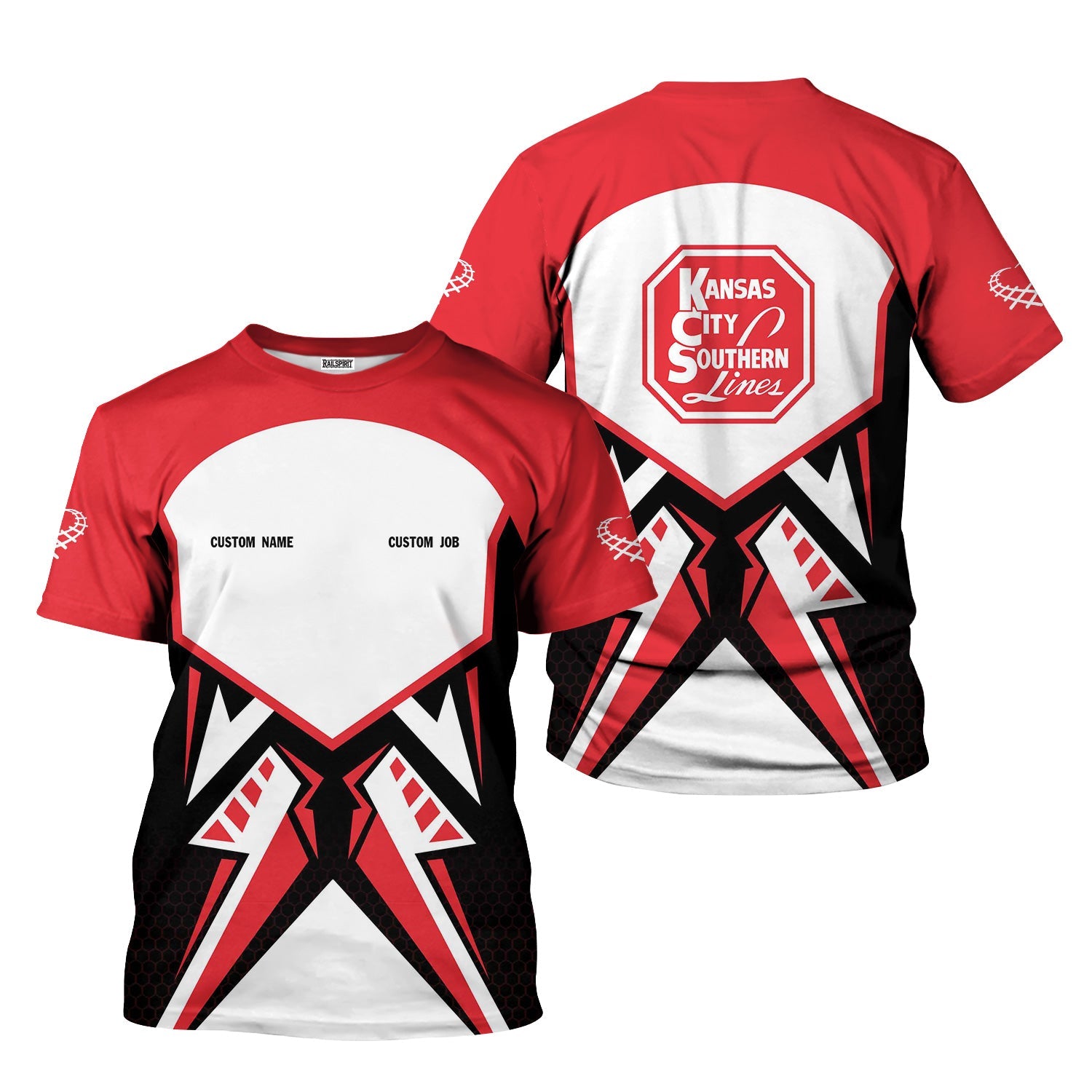 Railspirit Personalized Kansas City Southern T-Shirt Vibriant Style with Custom Position Train Shirt