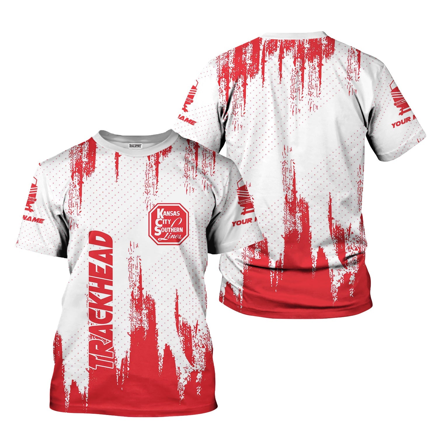 Railspirit Personalized Kansas City Southern T-Shirt Paint Impact Design Train Shirt for Trackhead