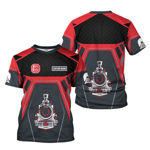 Railspirit Personalized Kansas City Southern T-Shirt Steam Locomotive Engine Graphic Train Shirt All Over Print