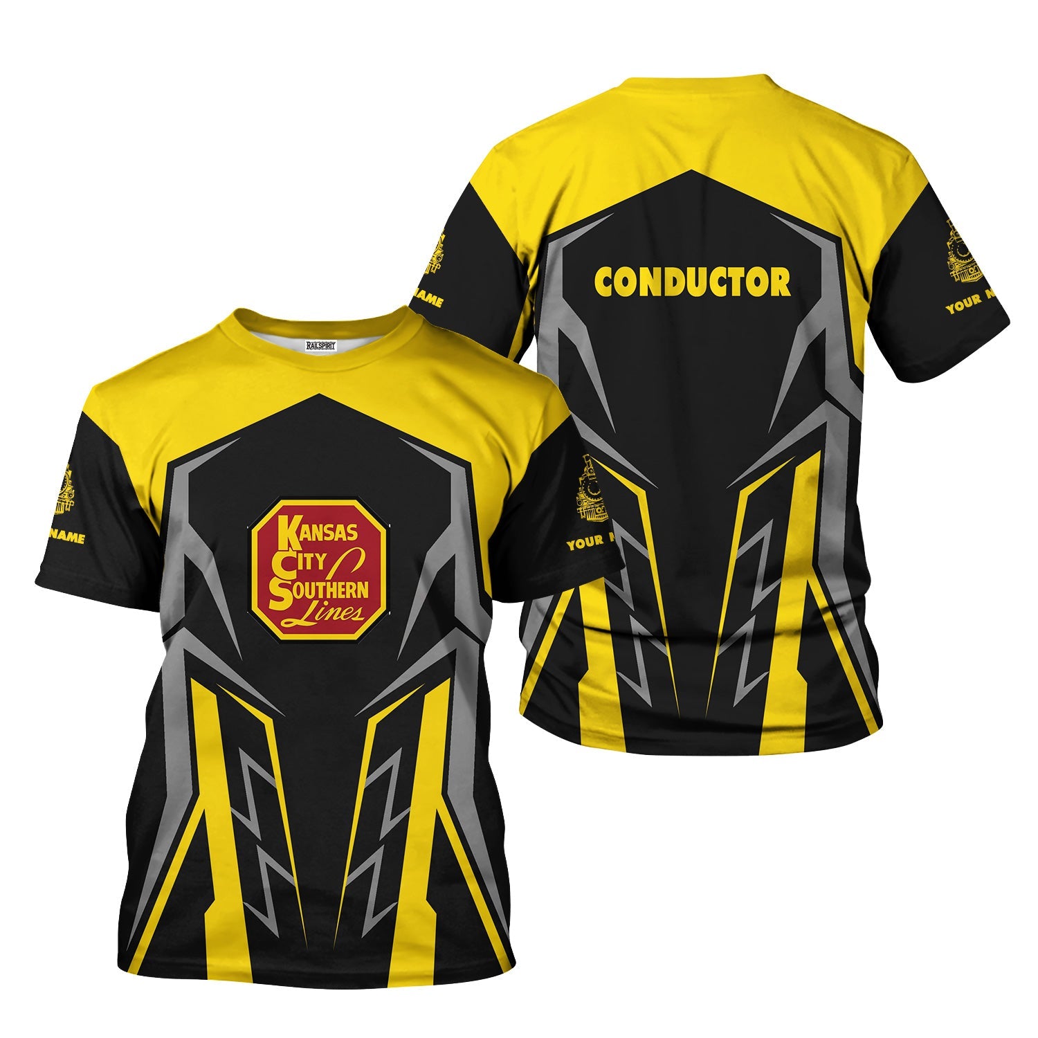 Railspirit Personalized Kansas City Southern T-Shirt Futuristic Design with Custom Job Train Shirt