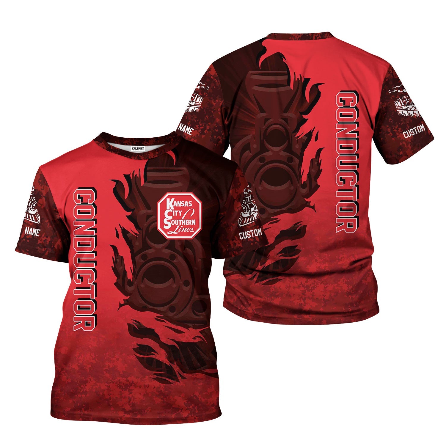 Railspirit Personalized Kansas City Southern T-Shirt Blazing Style with Custom Position Train Shirt