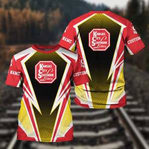 Railspirit Personalized Kansas City Southern T-Shirt Lightning Graphic Style Shirt Gift Idea For Train Lover