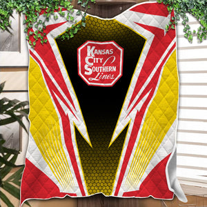 Railspirit Kansas City Southern Premium Quilts Lightning Graphic Style Premium Quilts Gift Idea For Train Lover