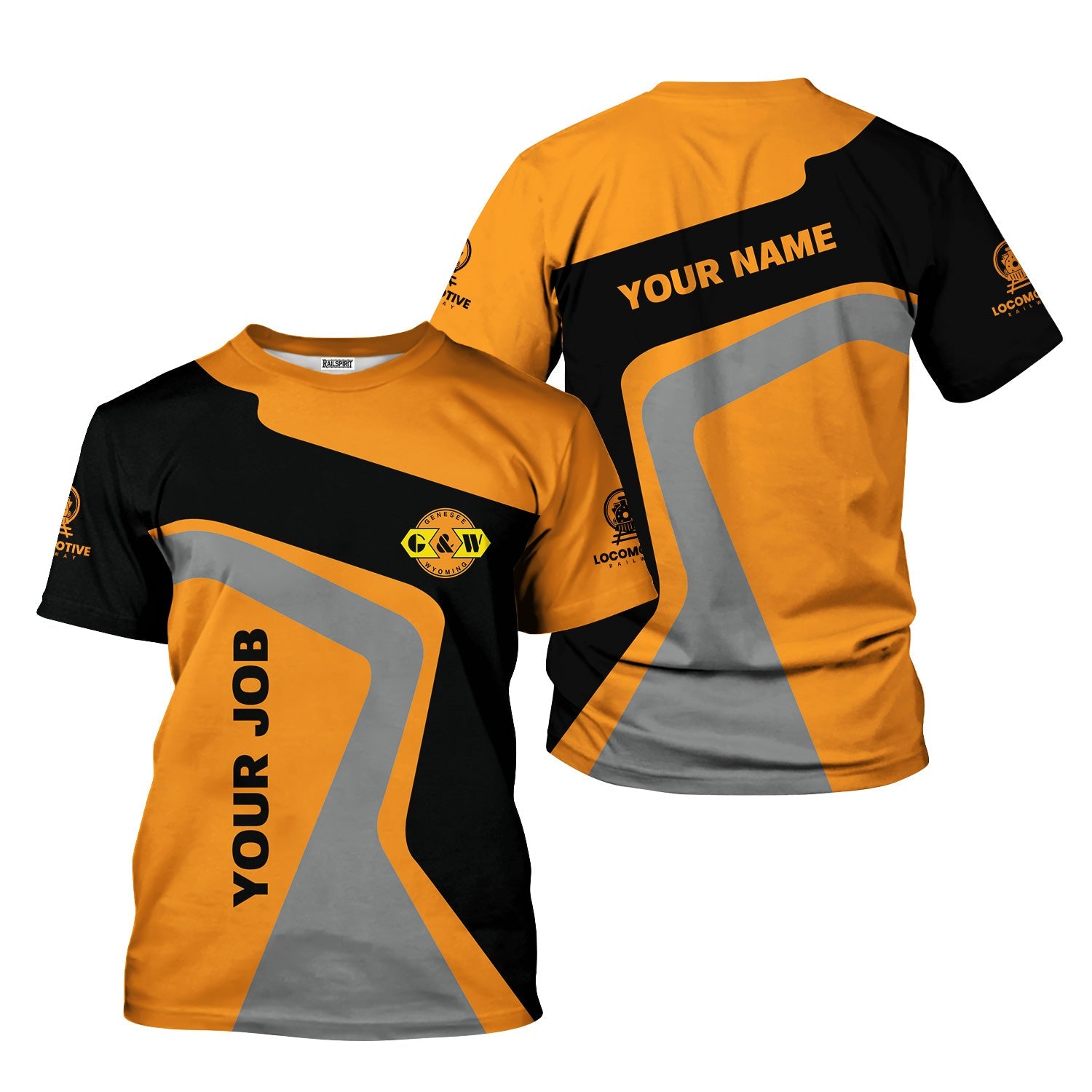 Railspirit Personalized Genesee & Wyoming Inc. Railroad T-Shirt Unique Design with Custom Job Position Train Shirt