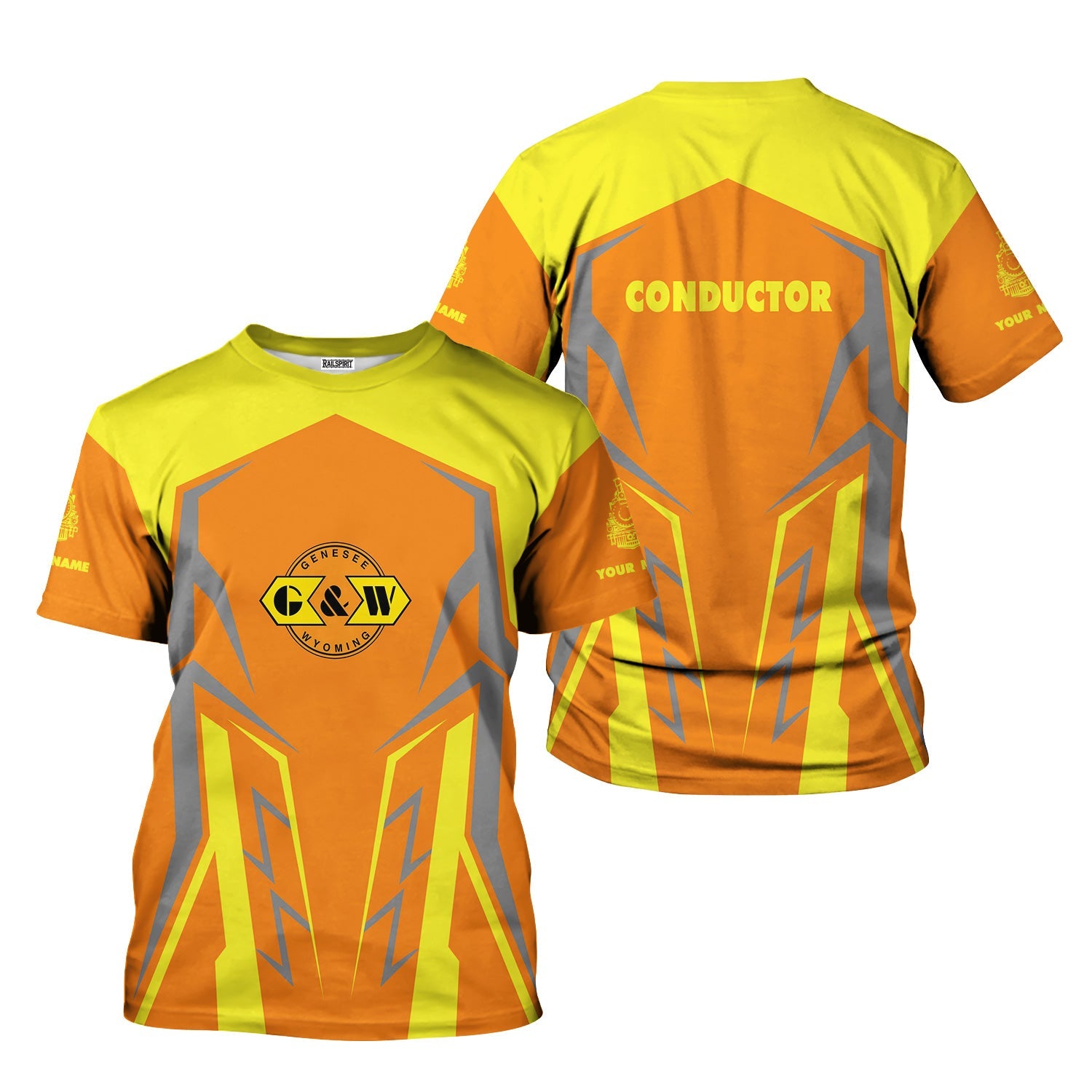 Railspirit Personalized Genesee & Wyoming Inc. Railroad T-Shirt Futuristic Design with Custom Job Train Shirt
