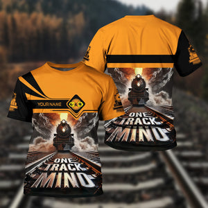 Railspirit Personalized Genesee & Wyoming Inc. Railroad T Shirt One Track Mind Train Printed Shirt