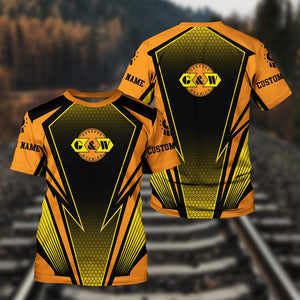 Railspirit Personalized Genesee & Wyoming Inc. Railroad T-Shirt Lightning Graphic Style Shirt Gift Idea For Train Lover