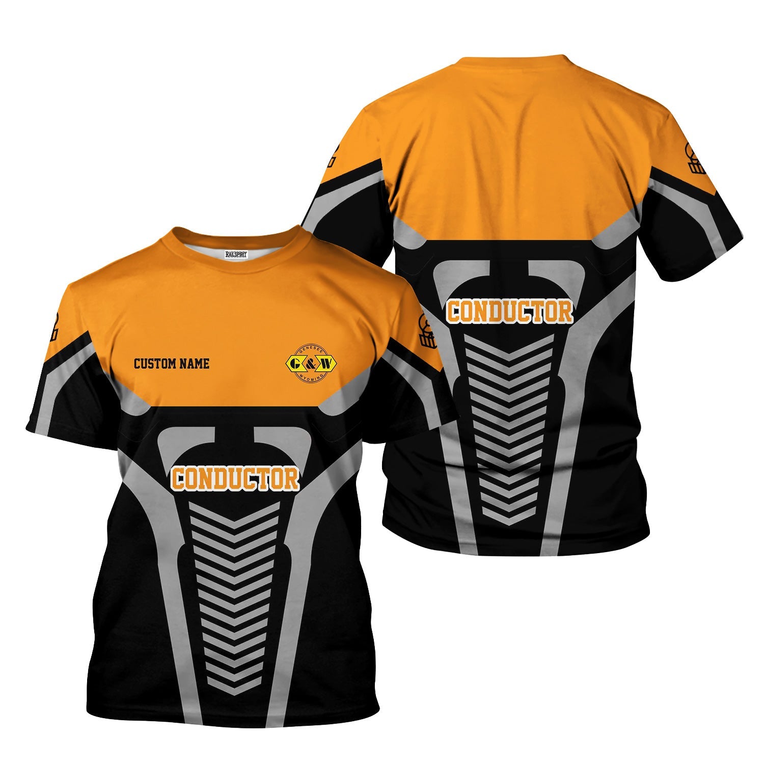 Railspirit Personalized Genesee & Wyoming Inc. Railroad T-Shirt Track-Inspired with Custom Job Position Train Shirt