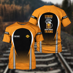 Railspirit Personalized Genesee & Wyoming Inc. Railroad T Shirt Stress Is Caused By Not Having Enough Trains Shirt All Over Print