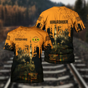Railspirit Personalized Genesee & Wyoming Inc. Railroad T-Shirt Vintage Train Art Style Shirt For Locomotive Fans