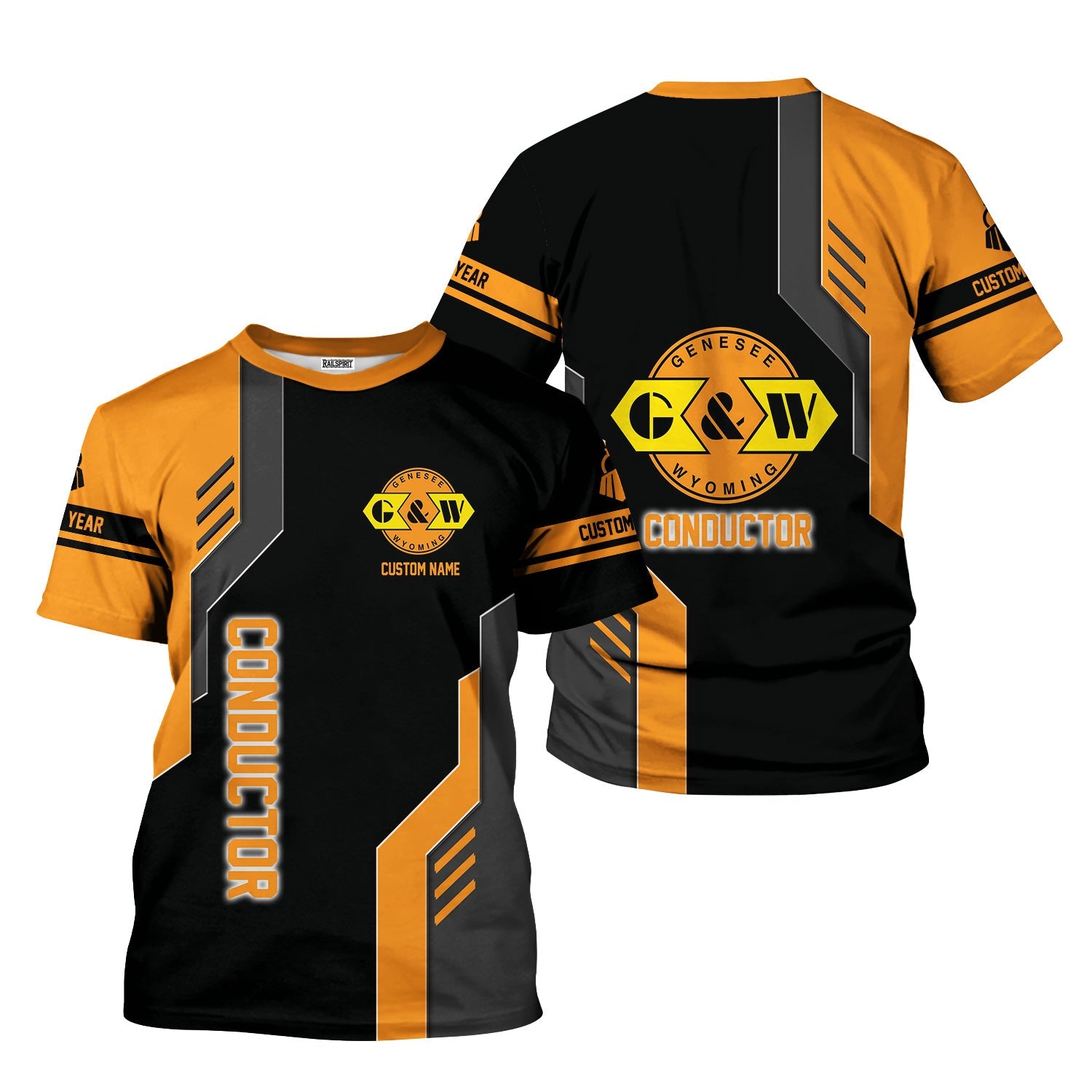 Railspirit Personalized Genesee & Wyoming Inc. Railroad T-Shirt Unique Railway Style with Custom Job Train Shirt