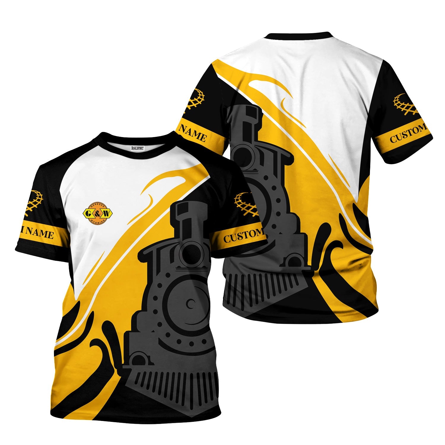 Railspirit Personalized Genesee & Wyoming Inc. Railroad T-Shirt Flame-Inspired Style Shirt Gift Idea For Train Lovers