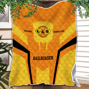 Railspirit Personalized Genesee & Wyoming Inc. Railroad Premium Quilts Custom Year Railroader Gift Idea For Train Lover