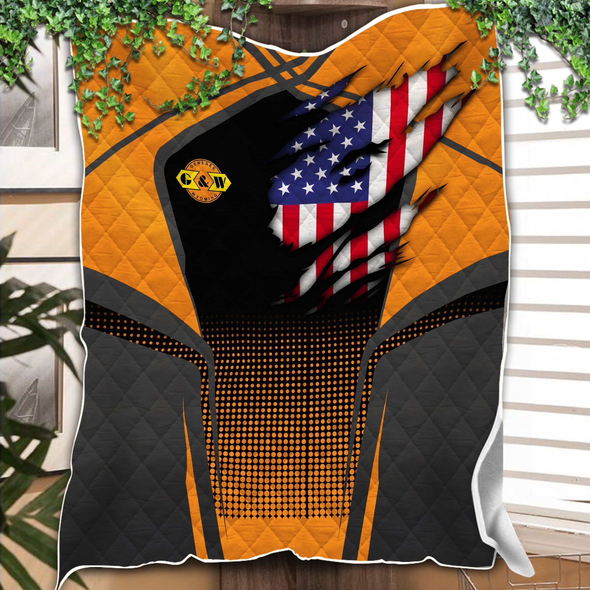 Railspirit Personalized Genesee & Wyoming Inc. Railroad Premium Quilts American Vintage All Over Printed Premium Quilts