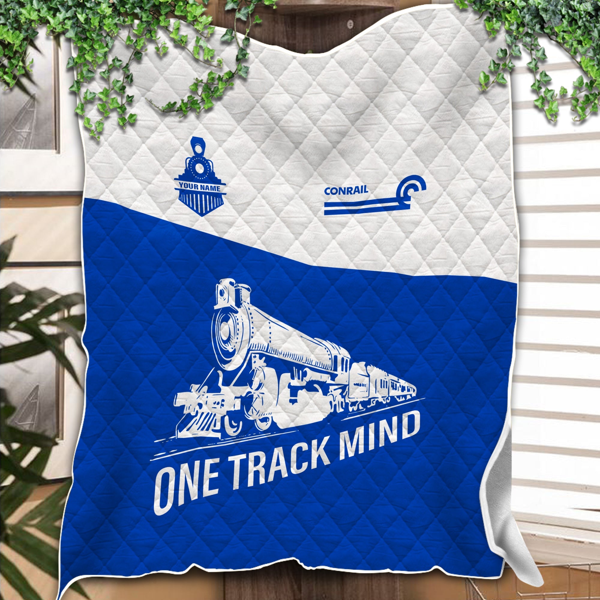 Railspirit Personalized Conrail Railroad Premium Quilt One Track Mind Train Premium Quilt Gift Idea For Train Lover