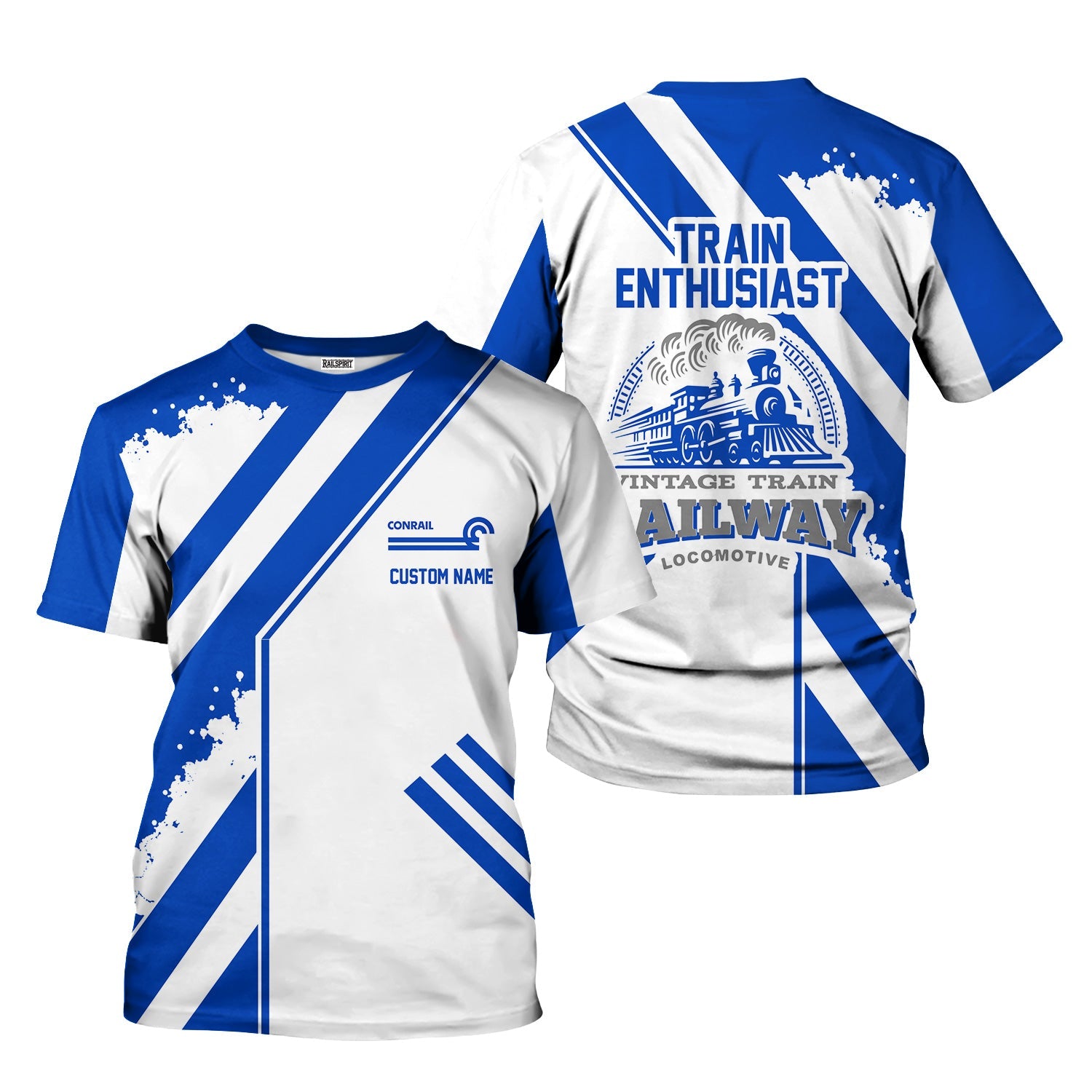 Railspirit Personalized Conrail Railroad T-Shirt Locomotive Design Train Shirt for Train Enthusiast