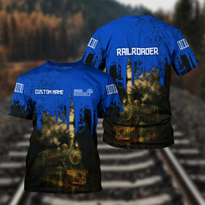 Railspirit Personalized Conrail Railroad T-Shirt Vintage Train Art Style Shirt For Locomotive Fans