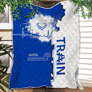 Railspirit Conrail Railroad Premium Quilts Engine Heartbeat and Track Love Style Quilts Gift Idea For Train Lovers