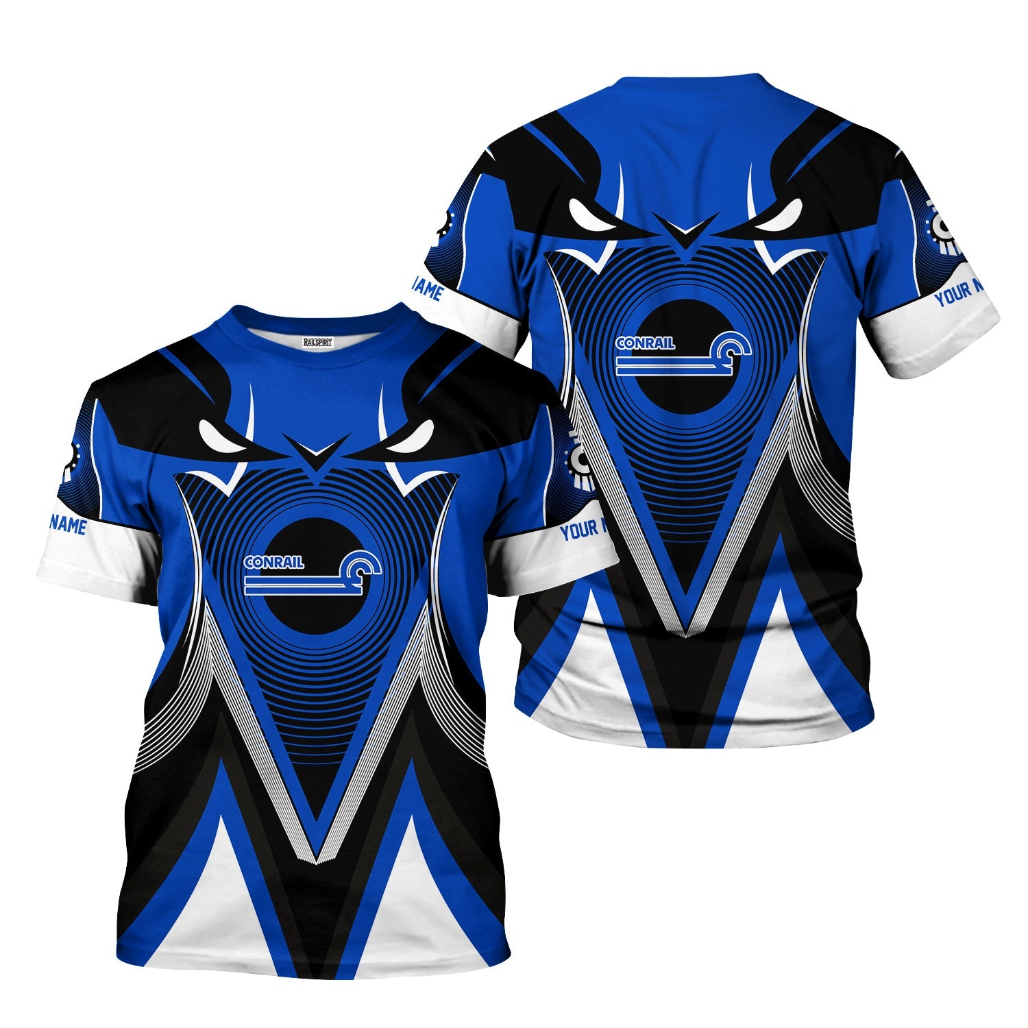 Railspirit Personalized Conrail Railroad T-Shirt Vibrant Graphic Pattern Shirt For Train Enthusiasts