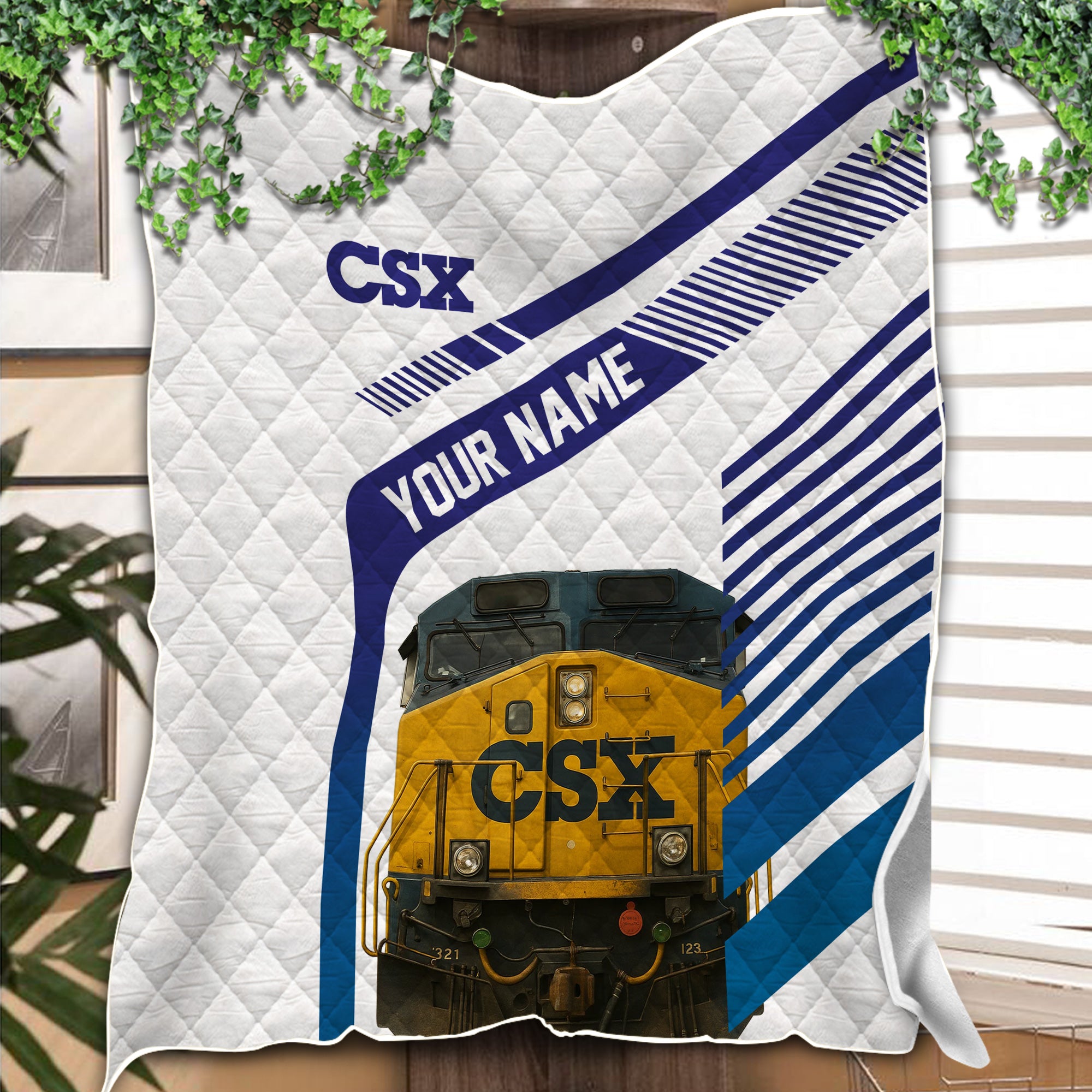Railspirit Personalized CSX Transportation Railroad Premium Quilt CSX Engine Graphic Premium Quilt