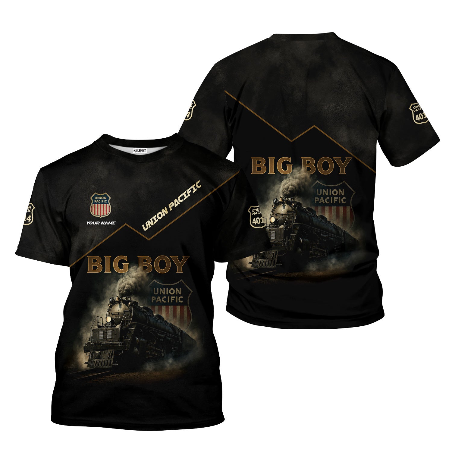Railspirit Personalized Union Pacific Big Boy Train T-Shirt Vintage Steam Locomotive Shirt for Train Enthusiasts