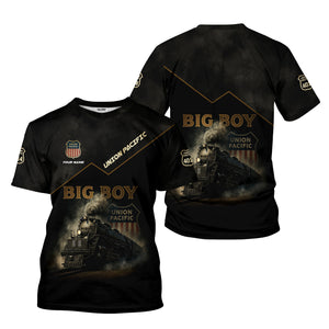 Railspirit Personalized Union Pacific Big Boy Train T-Shirt Vintage Steam Locomotive Shirt for Train Enthusiasts