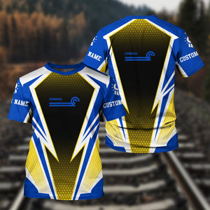 Railspirit Personalized Conrail Railroad T-Shirt Lightning Graphic Style Shirt Gift Idea For Train Lover