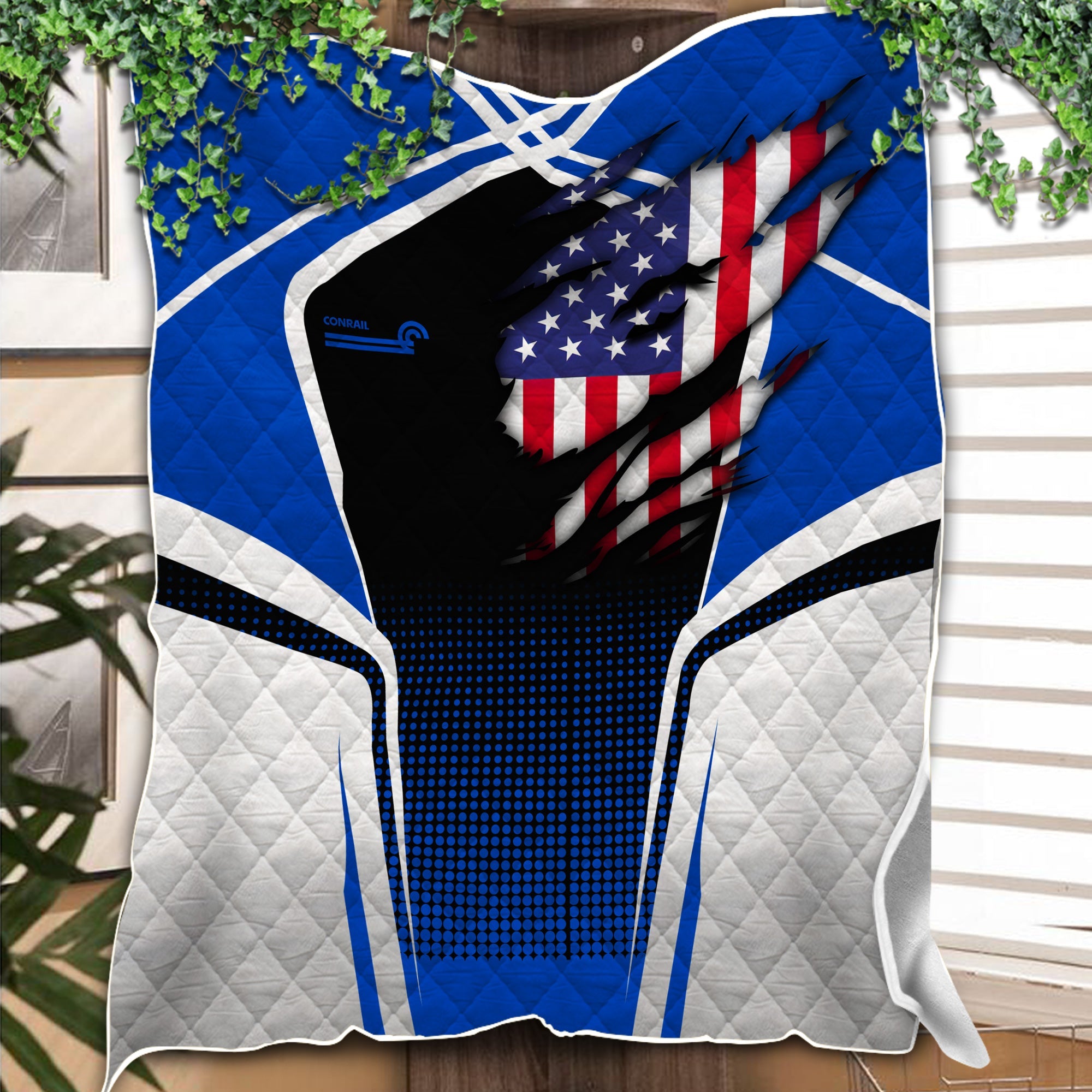 Railspirit Personalized Conrail Railroad Premium Quilts American Vintage All Over Printed Premium Quilts