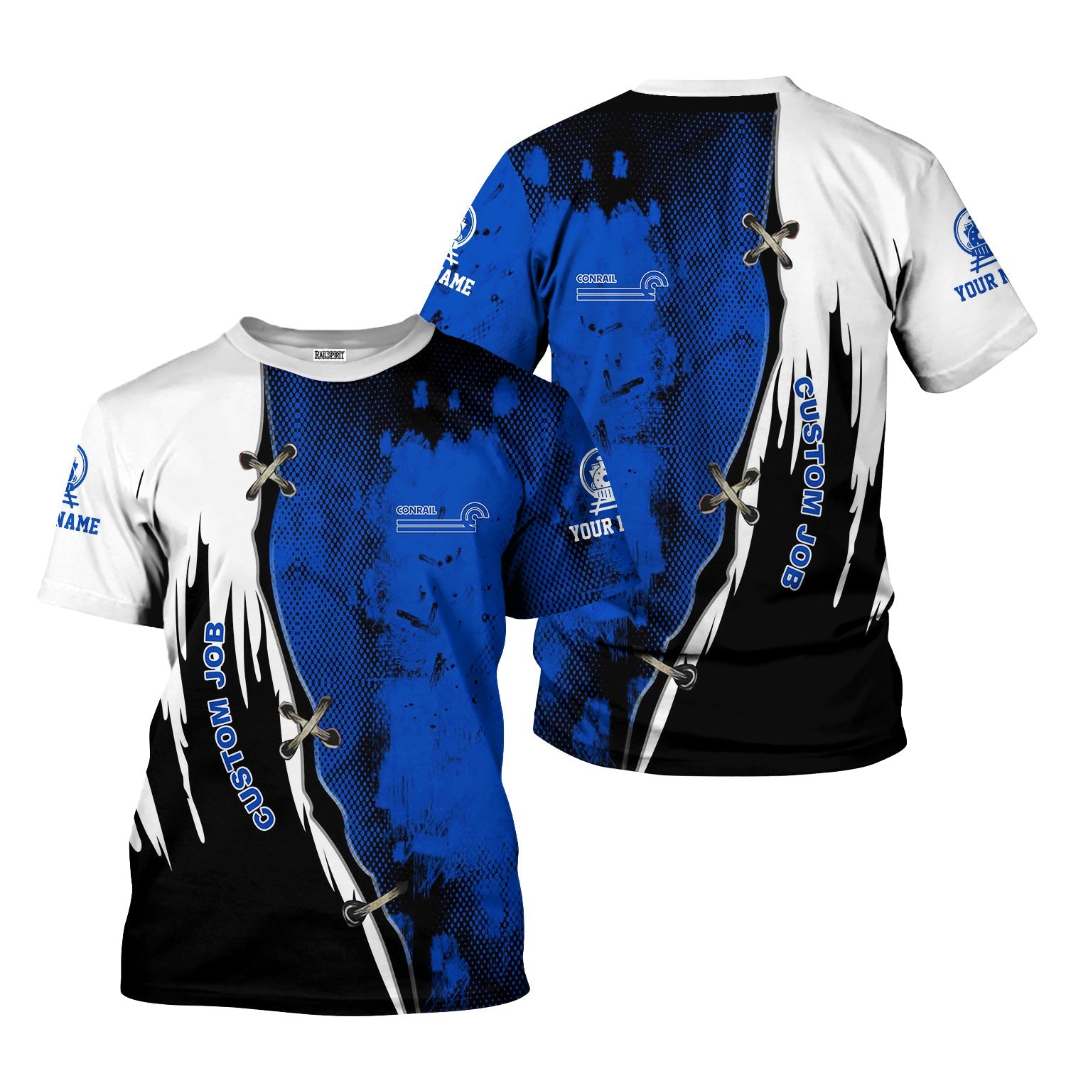 Railspirit Personalized Conrail Railroad T-Shirt Retro Stitches Design with Custom Position Train Shirt