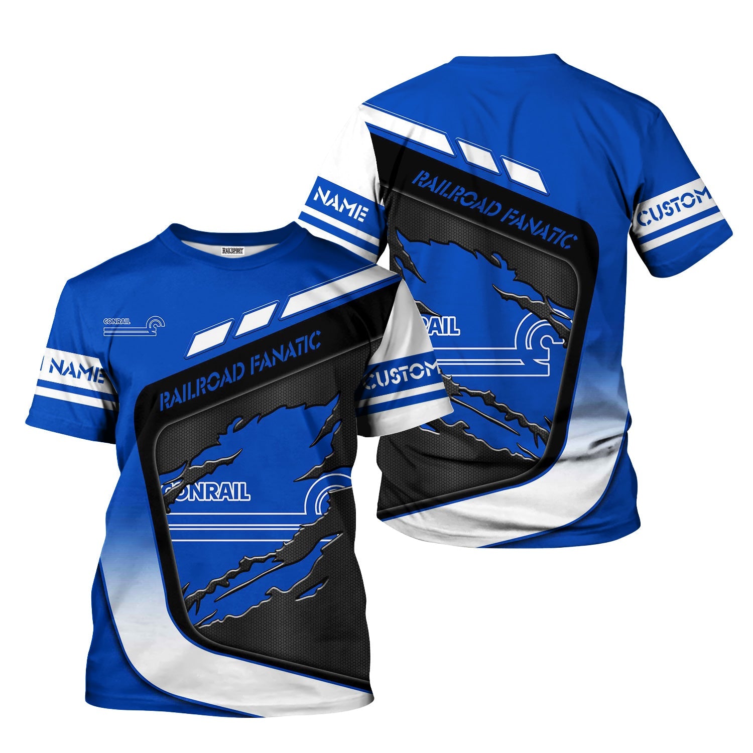 Railspirit Personalized Conrail Railroad T-Shirt Ripped Texture Style Train Shirt For Railroad Fanatic