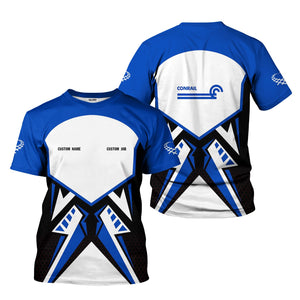 Railspirit Personalized Conrail Railroad T-Shirt Vibriant Style with Custom Position Train Shirt