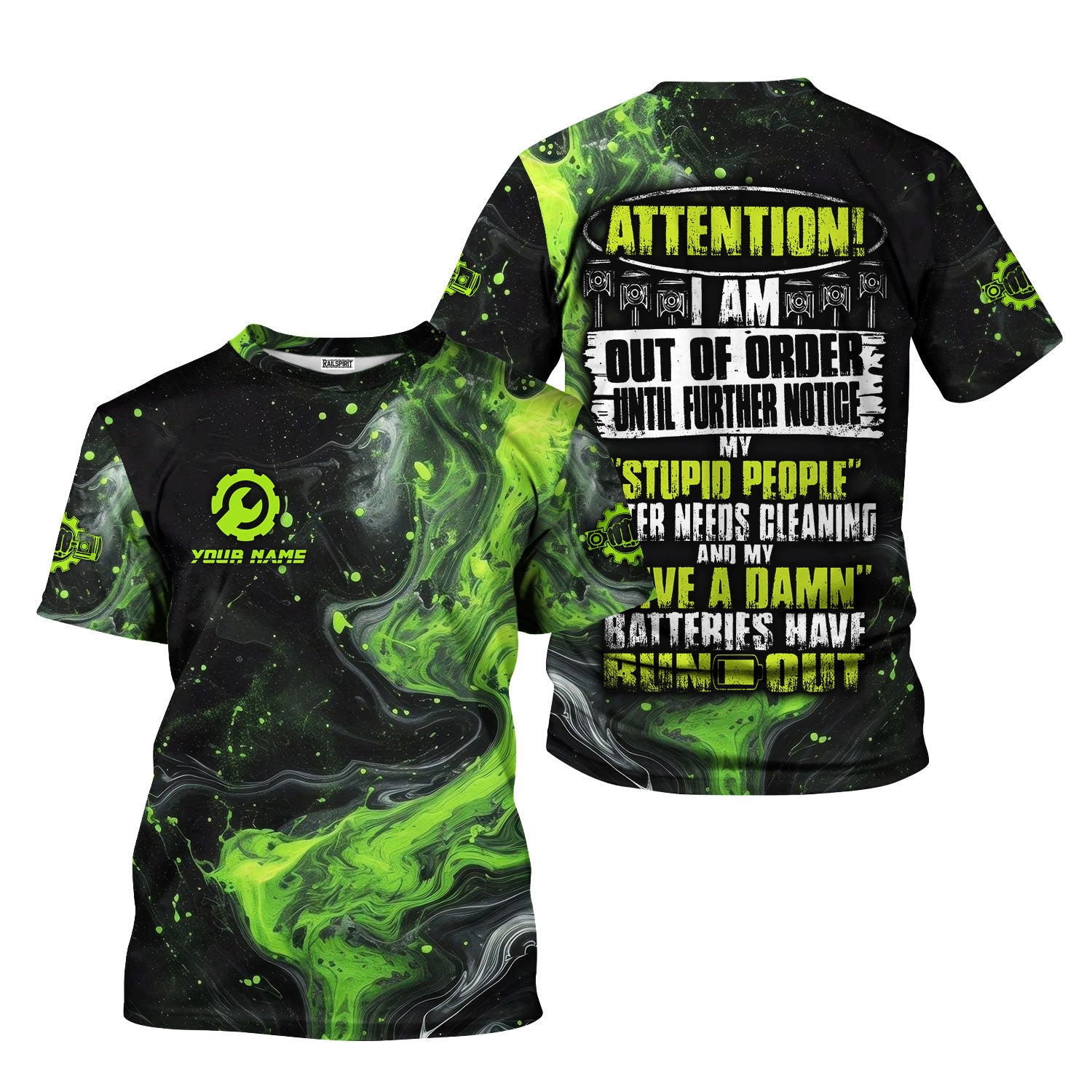 Custom Name Vintage Mechanic Shirt Attention I Am Out Of Order Until Further Notice T Shirt