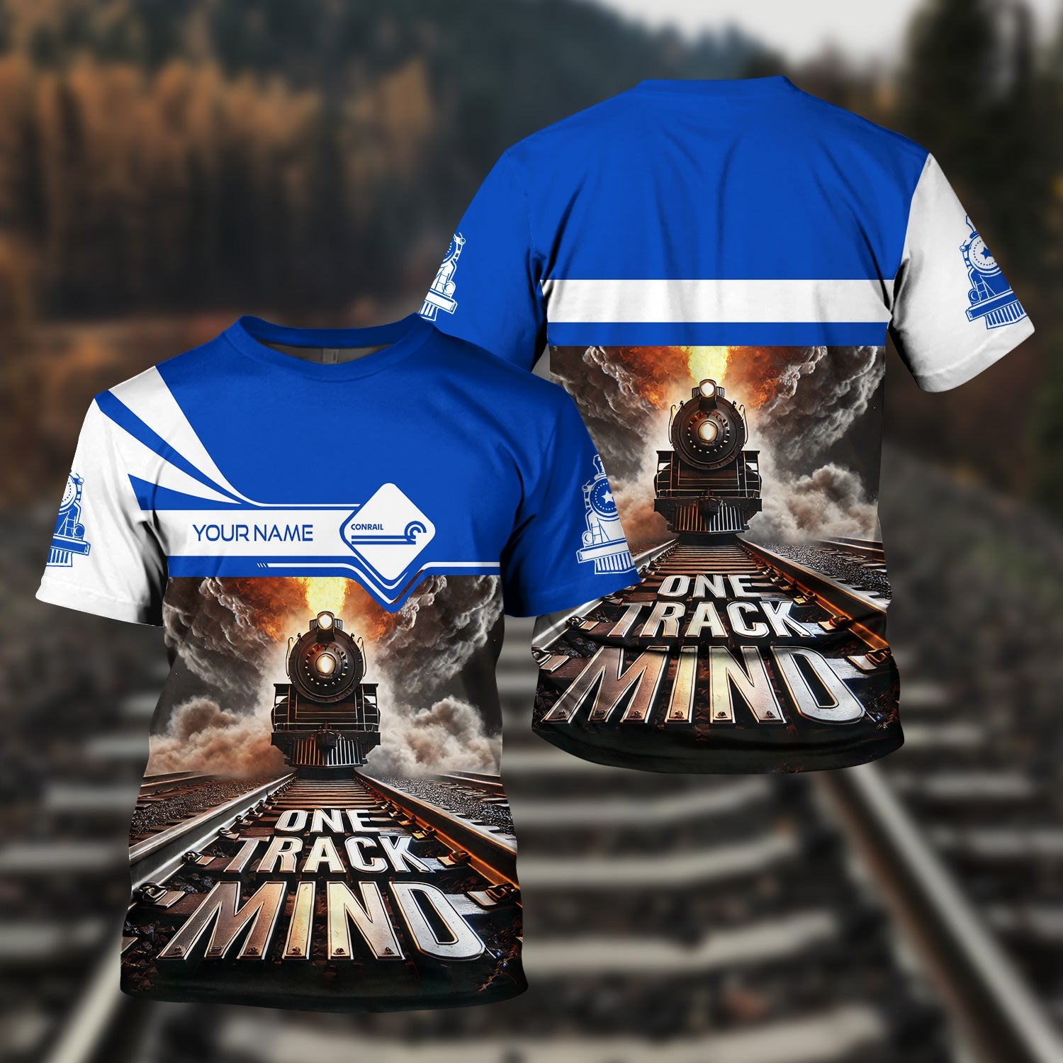 Railspirit Personalized Conrail Railroad T Shirt One Track Mind Train Printed Shirt