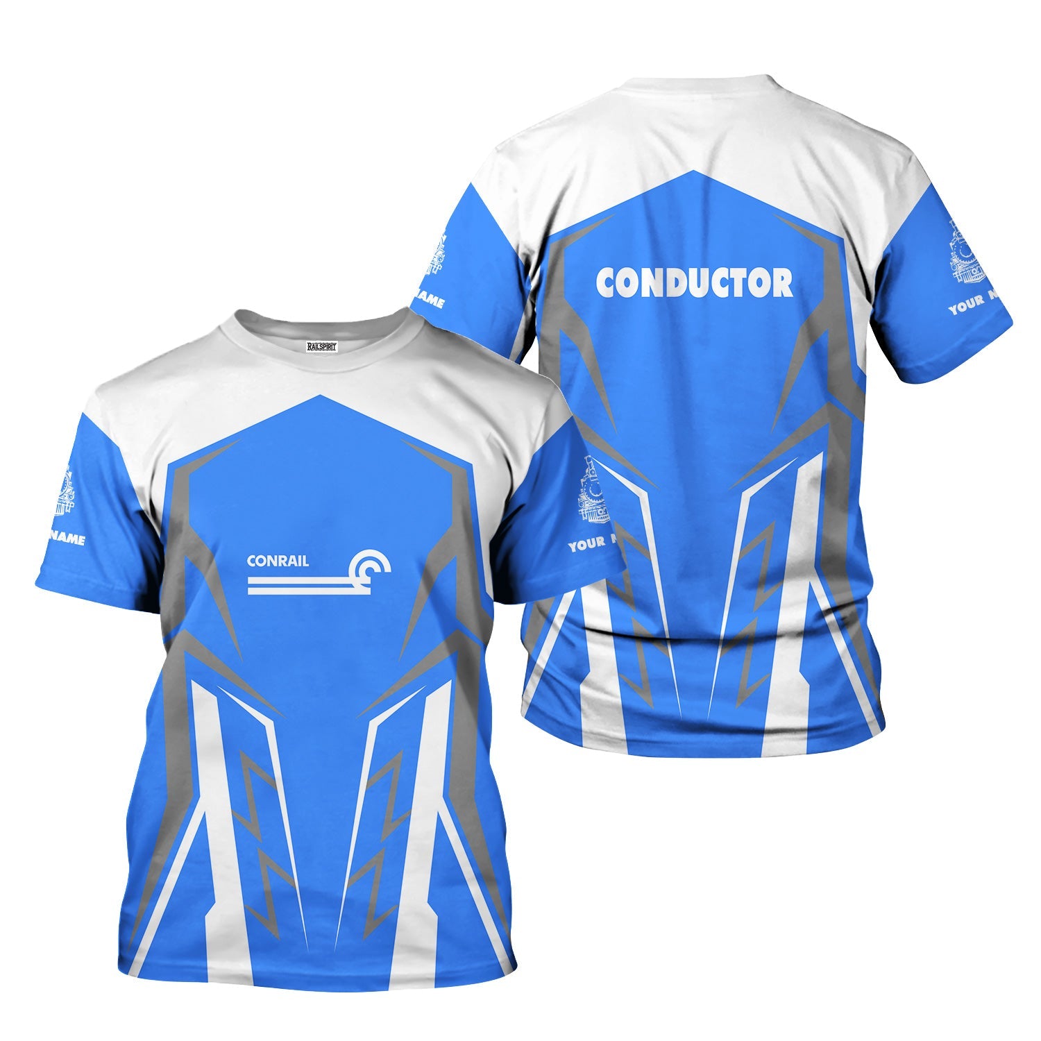 Railspirit Personalized Conrail Railroad T-Shirt Futuristic Design with Custom Job Train Shirt