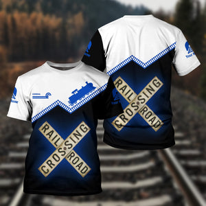 Railspirit Personalized Conrail Railroad T Shirt Railroad Crossing Printed Train Track Shirt