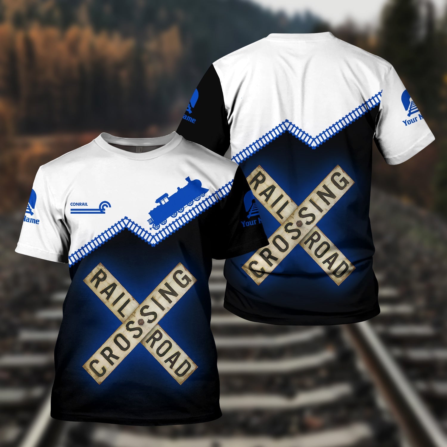 Railspirit Personalized Conrail Railroad T Shirt Railroad Crossing Printed Train Track Shirt